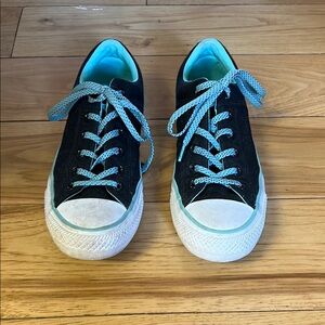 Black and Teal Converse Sneakers